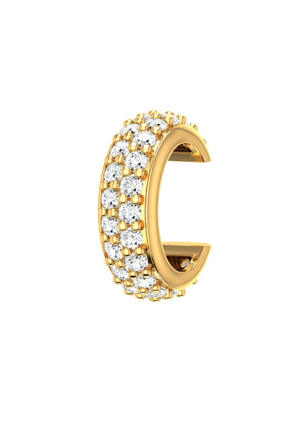 Grand Pave 18K Gold Ear Cuff w. Lab-Grown Diamonds