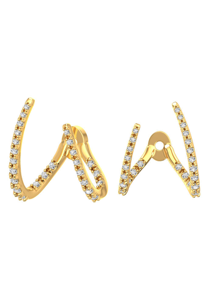 Adjustable Line Claws 18K Gold Earring w. Lab-Grown Diamonds