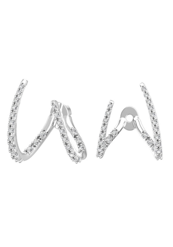 Adjustable Line Claws 18K Whitegold Earring w. Lab-Grown Diamonds