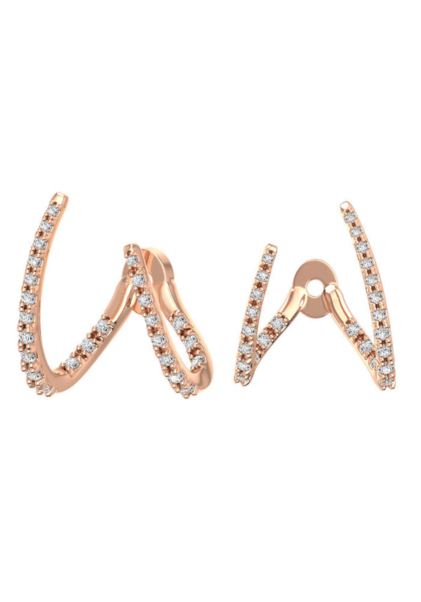 Adjustable Line Claws 18K Rosegold Earring w. Lab-Grown Diamonds