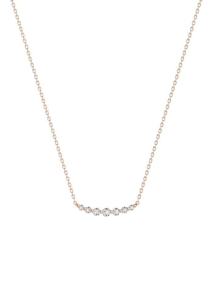 Double Degrade 18K Rosegold Necklace w. Lab-Grown Diamonds