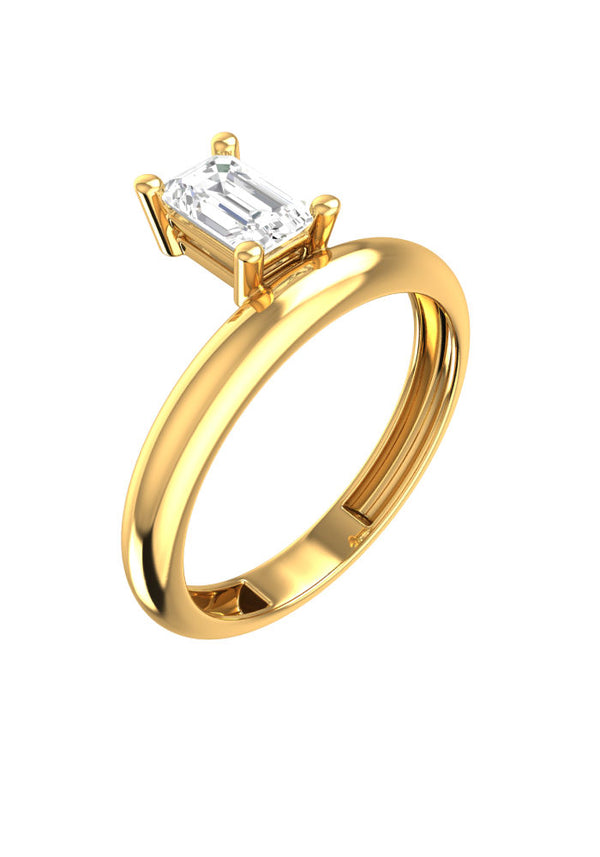 Floating Smaragd Ring aus 18K Gold mit Labor-Diamant