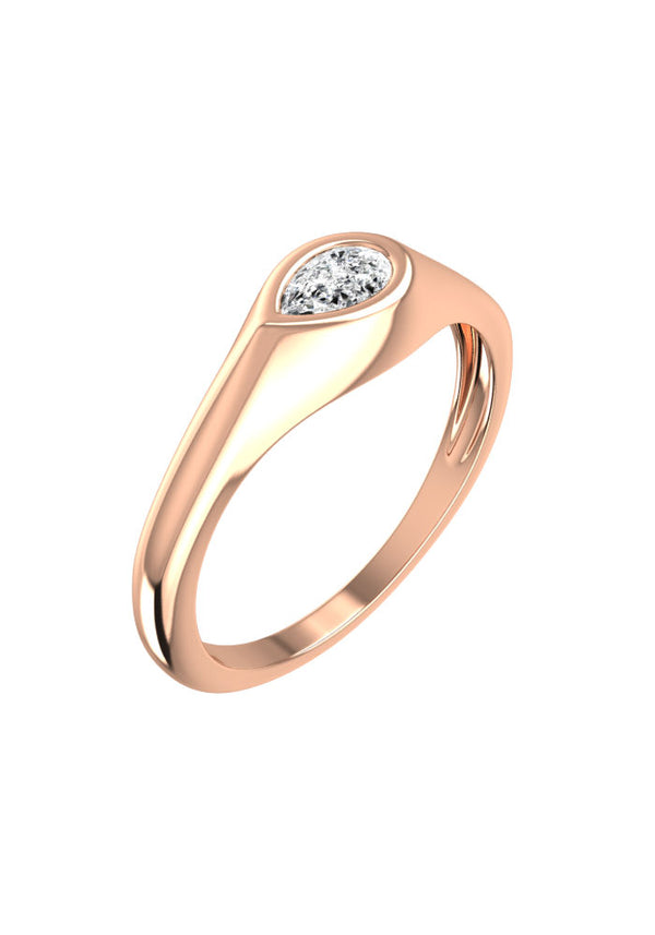 Signet Pear 18K Rosaguld Ring m. Lab-Grown Diamant