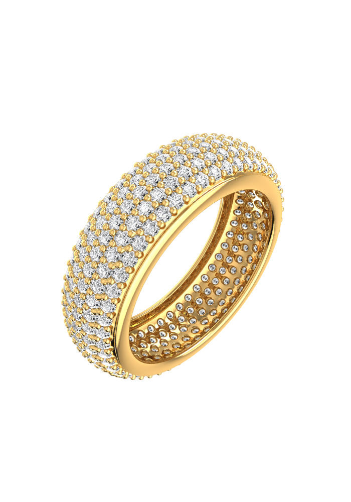 Grand Pave 18K Gold Ring w. Lab-Grown Diamond