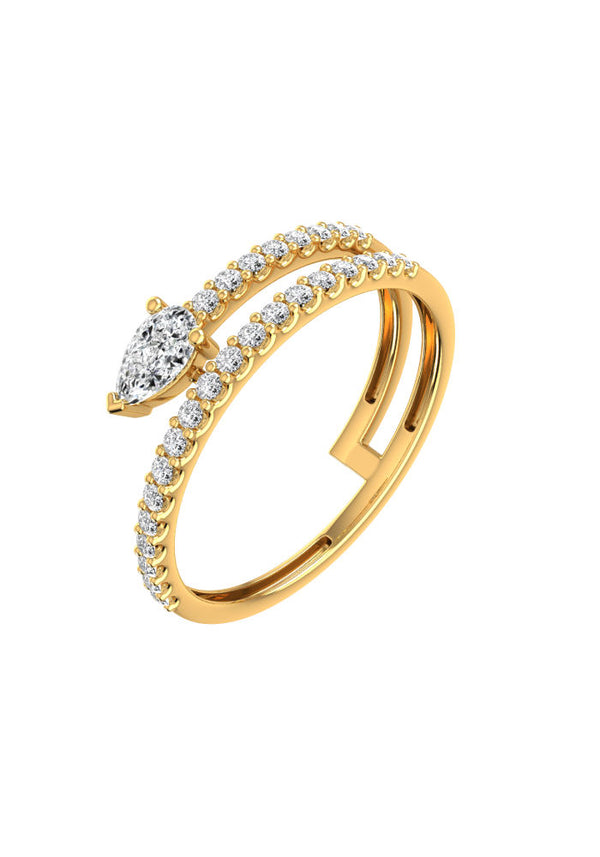 Double Pear Pavé Ring aus 18K Gold mit Labor-Diamanten