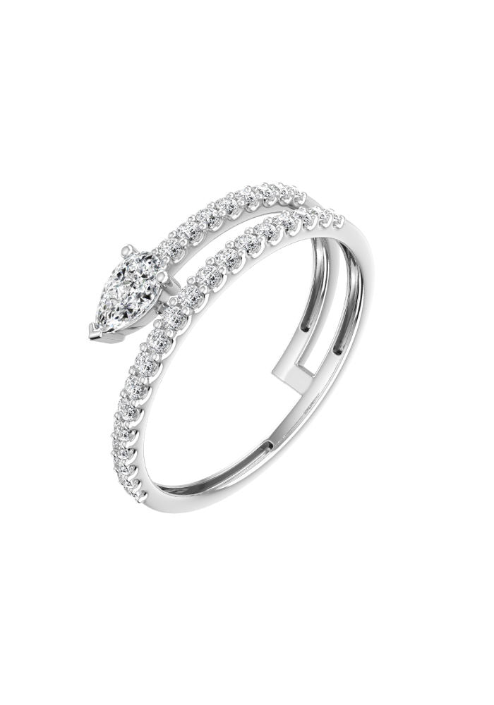 Double Pear Pave 18K Hvidguld Ring m. Lab-Grown Diamanter