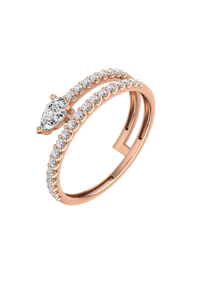 Double Pear Pave 18K Rosegold Ring w. Lab-Grown Diamonds