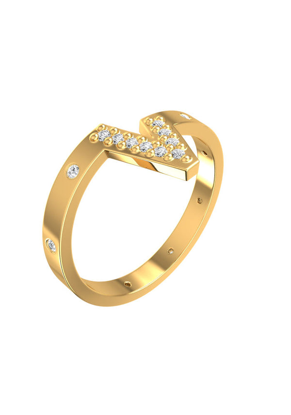 V Pavé Ring aus 18K Gold mit Labor-Diamanten