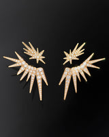 Funky Shooting Stars 9-pointed 18K Gold Earring-pendant w. Diamonds