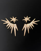 Funky Shooting Stars 9-pointed 18K Gold Earring-pendant w. Diamonds