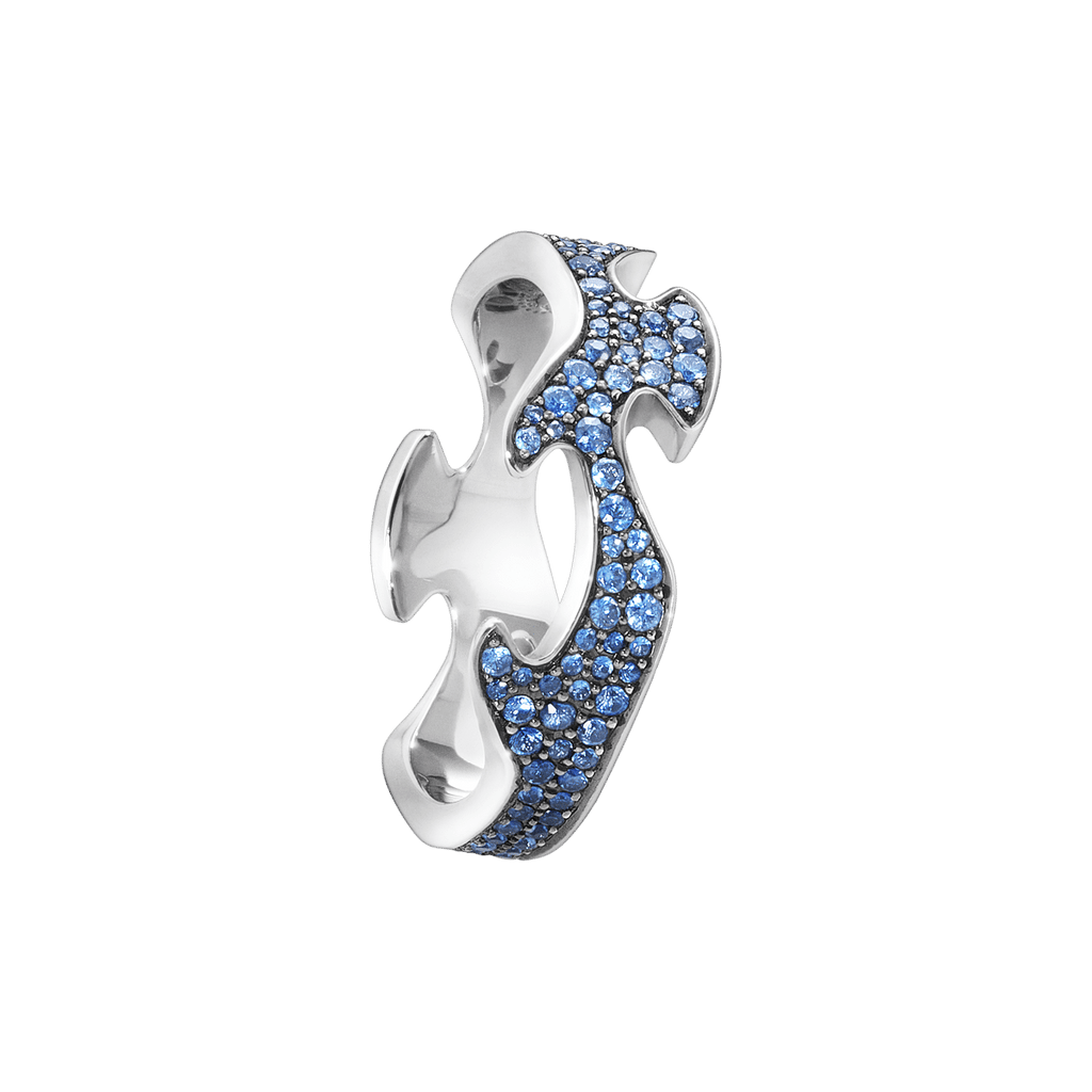 Fusion Ring aus 18K Weißgold I Blaue Diamanten