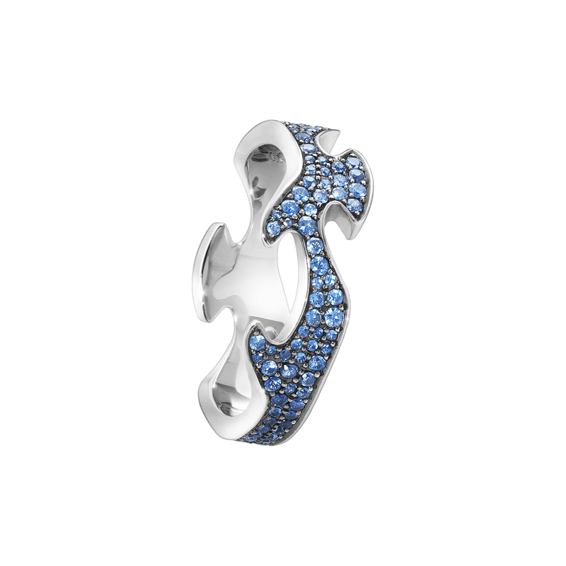 Fusion Blue 18K Whitegold Rings w. Diamonds