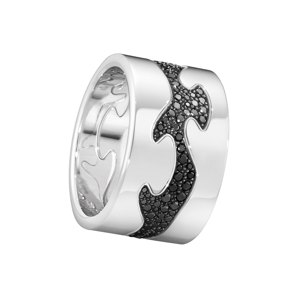 Fusion Black 18K White Gold Rings w. Diamonds