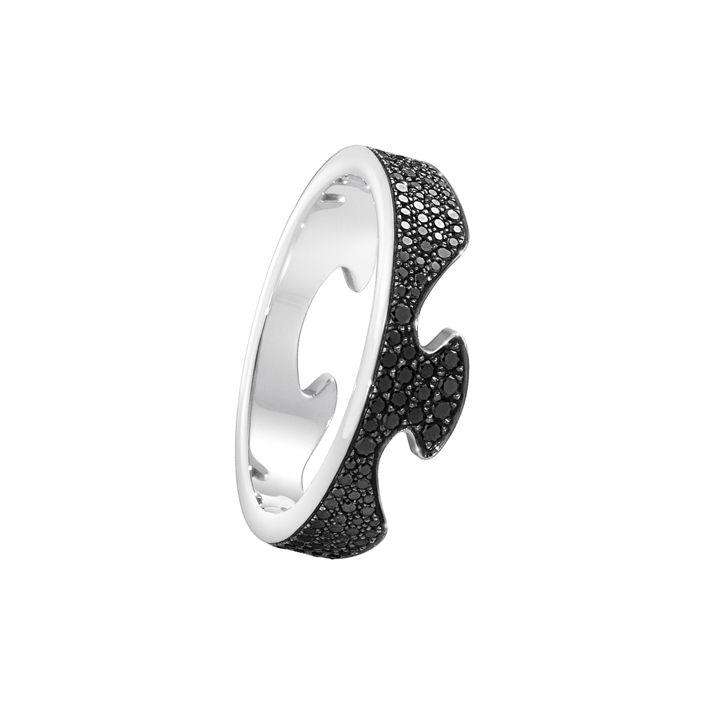 Fusion End Black 18K White Gold Ring w. Diamonds