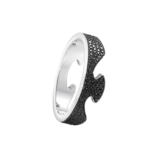 Fusion End Sort 18K Hvidguld Ring m. Diamanter