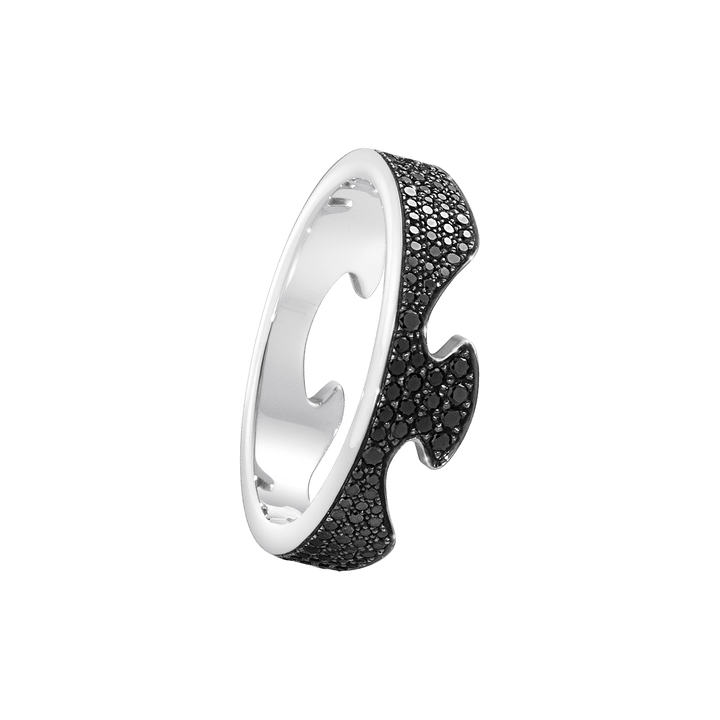 Fusion End Black 18K White Gold Ring w. Diamonds