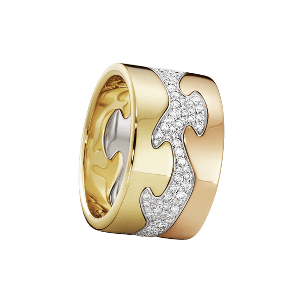 Fusion 18K Rosegold, Gold & Whitegold Ring w. Pavé Diamonds