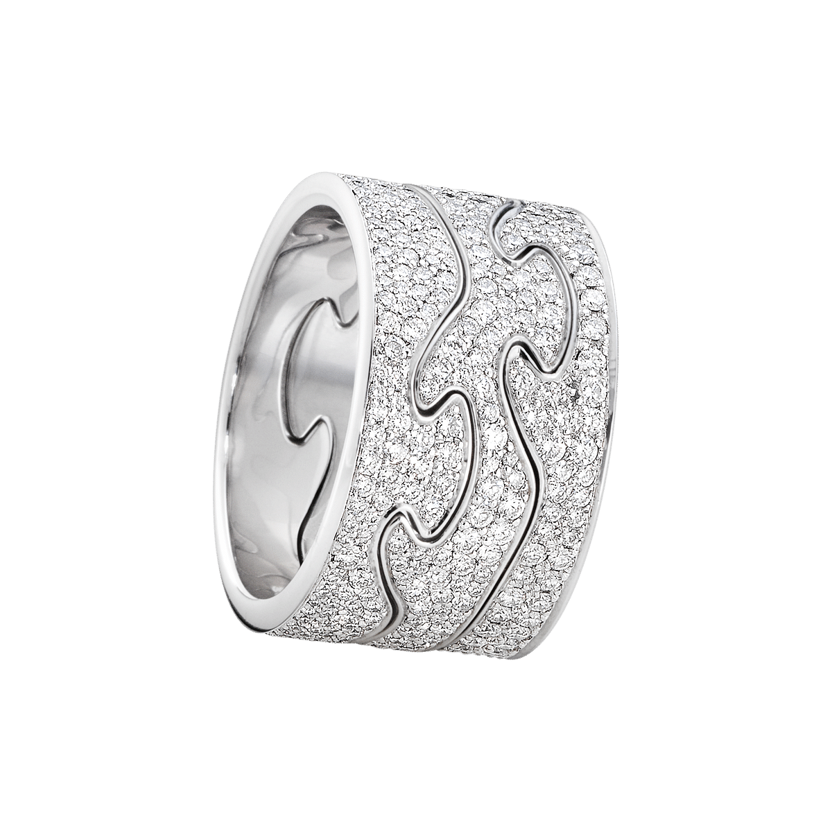Fusion Pavé 18K White Gold Rings w. Diamonds