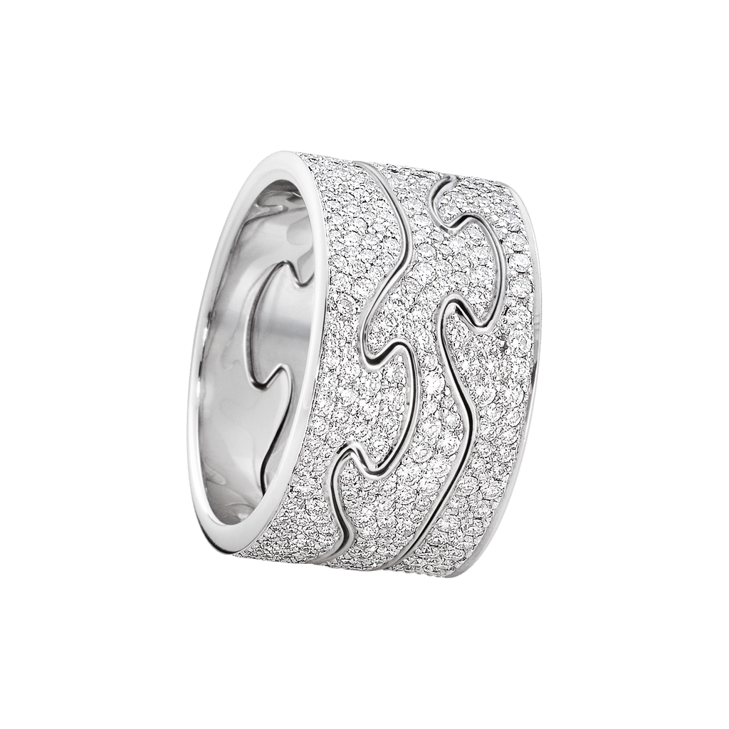 Fusion Pavé 18K White Gold Rings w. Diamonds
