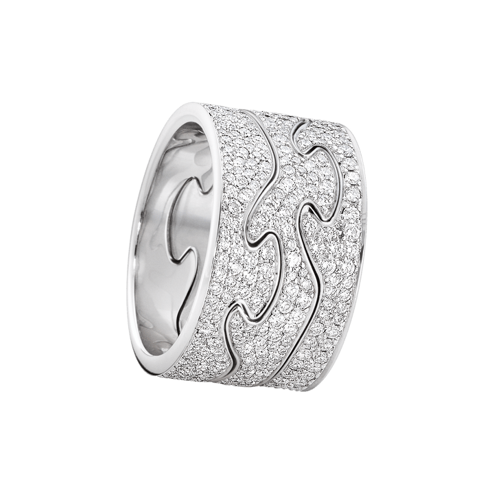 Fusion Pavé 18K White Gold Rings w. Diamonds