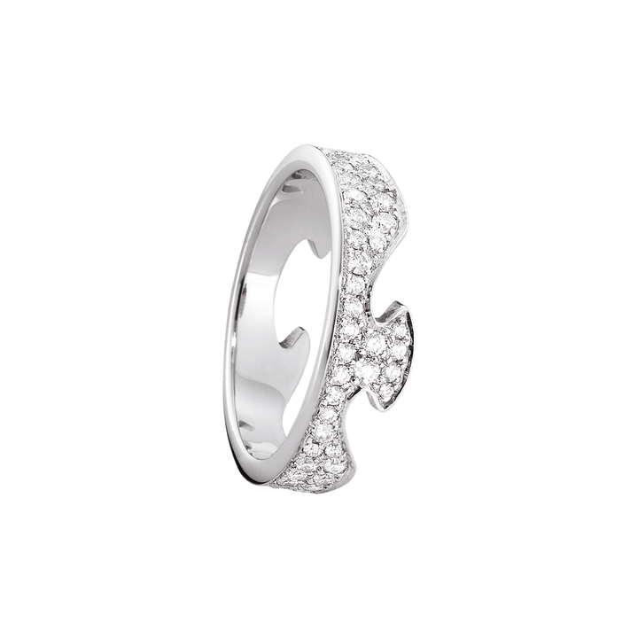 Fusion End Pavé 18K White Gold Ring w. Diamonds
