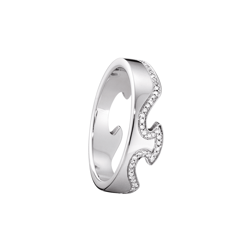 Fusion End 18K White Gold Ring w. Diamonds