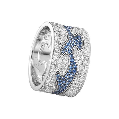 Georg Jensen Fusion Blue Pavé 18K Whitegold Rings Diamonds