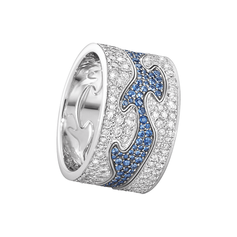 Fusion Blue Pavé 18K Whitegold Rings w. Diamonds
