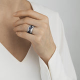 Fusion Ring aus 18K Weißgold I Blaue Diamanten