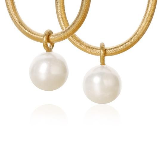 Globe 18K Gold Pendants w. Pearls