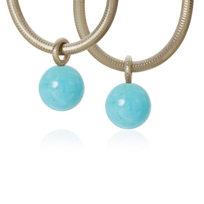 Globe Anhänger aus 18K Weißgold I Türkis