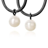 Globe Oxidized Silver Pendants w. Pearls