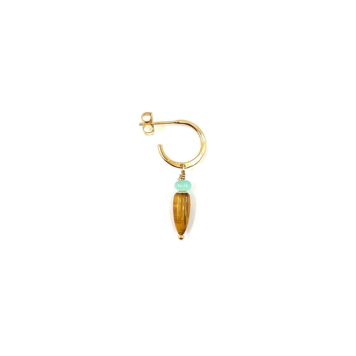 Gemma 14K Goldfilled Hoop w. Tiger's Eye & Amazonite