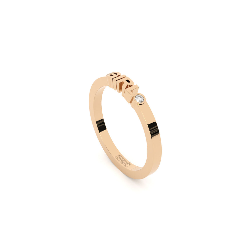 Becoming Girl 14K or 18K Rosegold Ring w. Lab-Grown Diamond