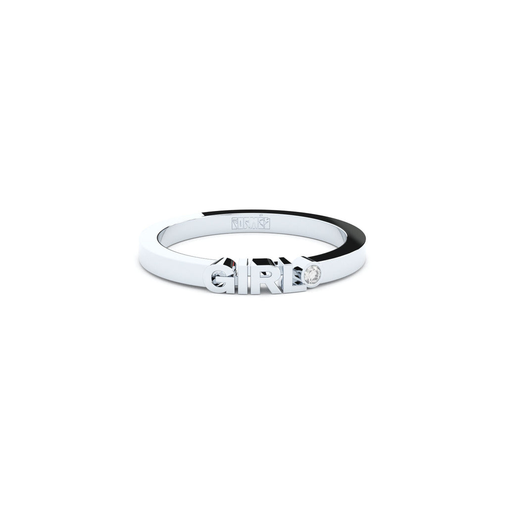 Becoming Girl 14K or 18K Whitegold Ring w. Lab-Grown Diamond
