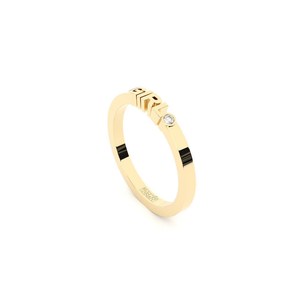 Becoming Girl 14K or 18K Gold Ring w. Lab-Grown Diamond
