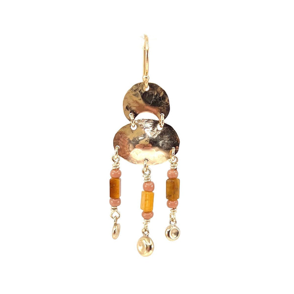 Gisella 14K Goldfilled Ear Hook w. Tiger's Eye & Vintage Glass Bead