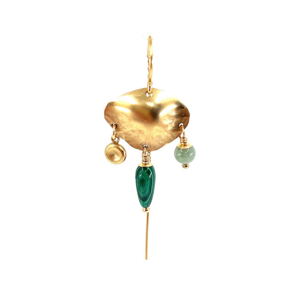 GRETA Natural Emerald Gold Chain Studs