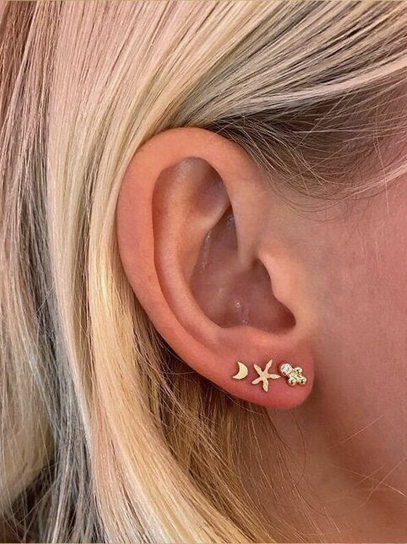 Guldblomst 18K Guld Ørestik