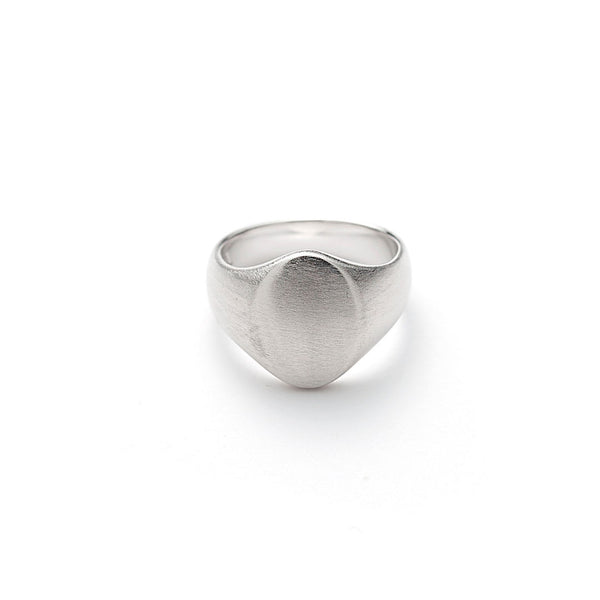 Hope Oval Signet Brushed Silver Ring