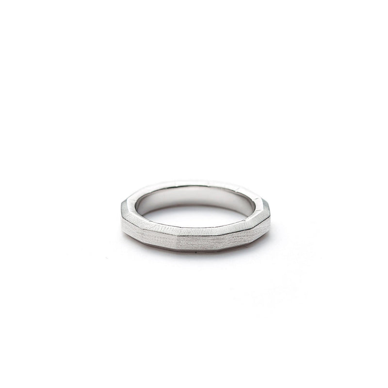 Hope Facet Band 4mm Brushed Silver Ring