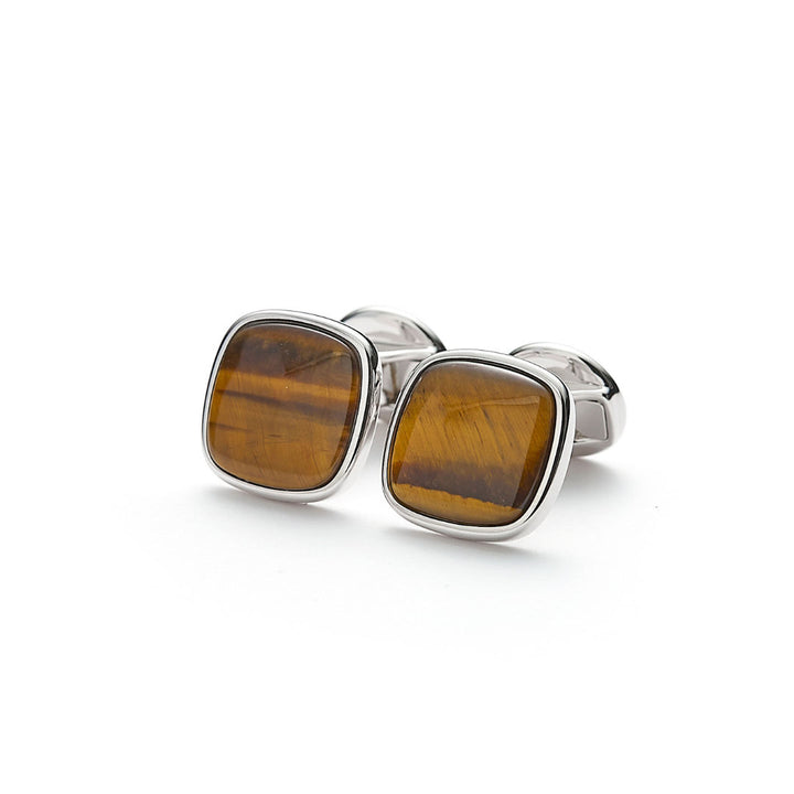Hope Square Silver Cufflinks w. Tiger Eye