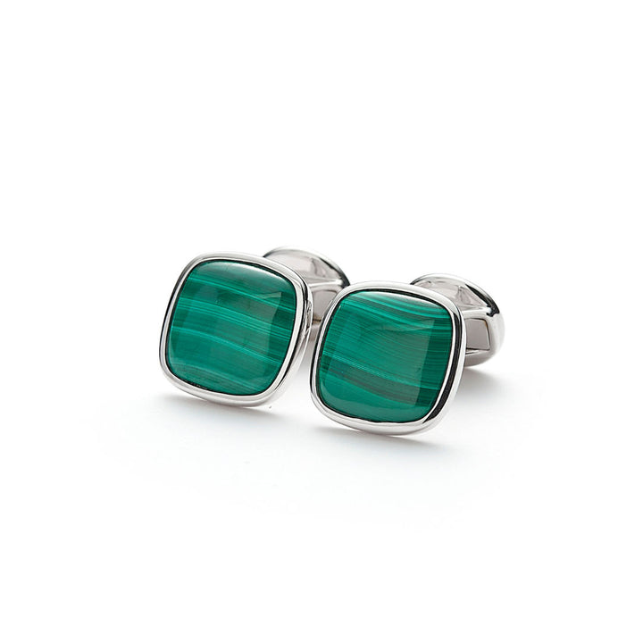 Hope Square Silver Cufflinks w. Malachite