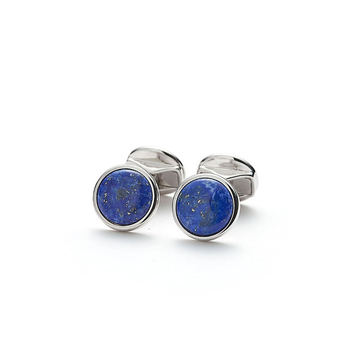 Hope Round Silver Cufflinks w. Lapis