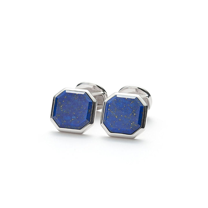 Hope Square Facet Silver Cufflinks w. Lapis