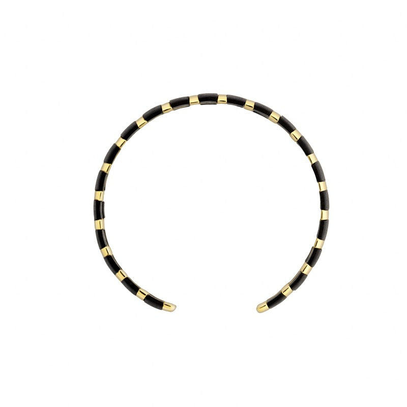 Helena Striped 18K Gold Bangle