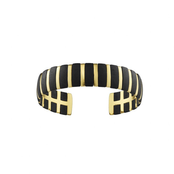Helena Striped 18K Gold Bangle