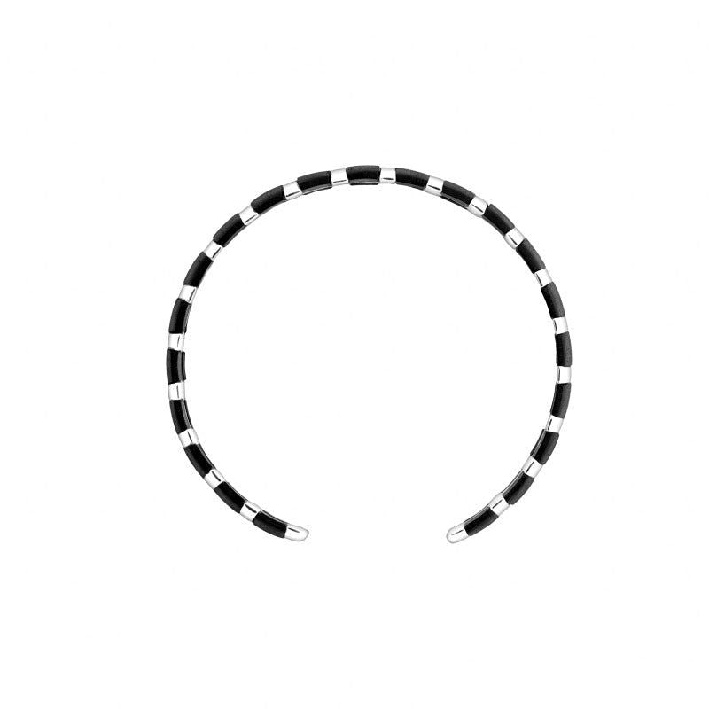 Helena Striped Silver Bangle