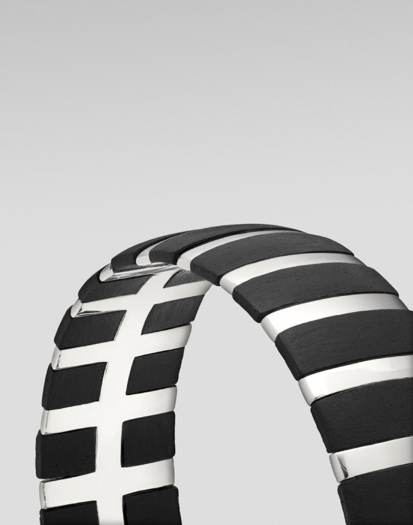Helena Striped Silver Bangle
