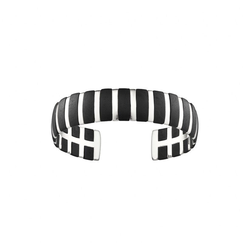 Helena Striped Silver Bangle